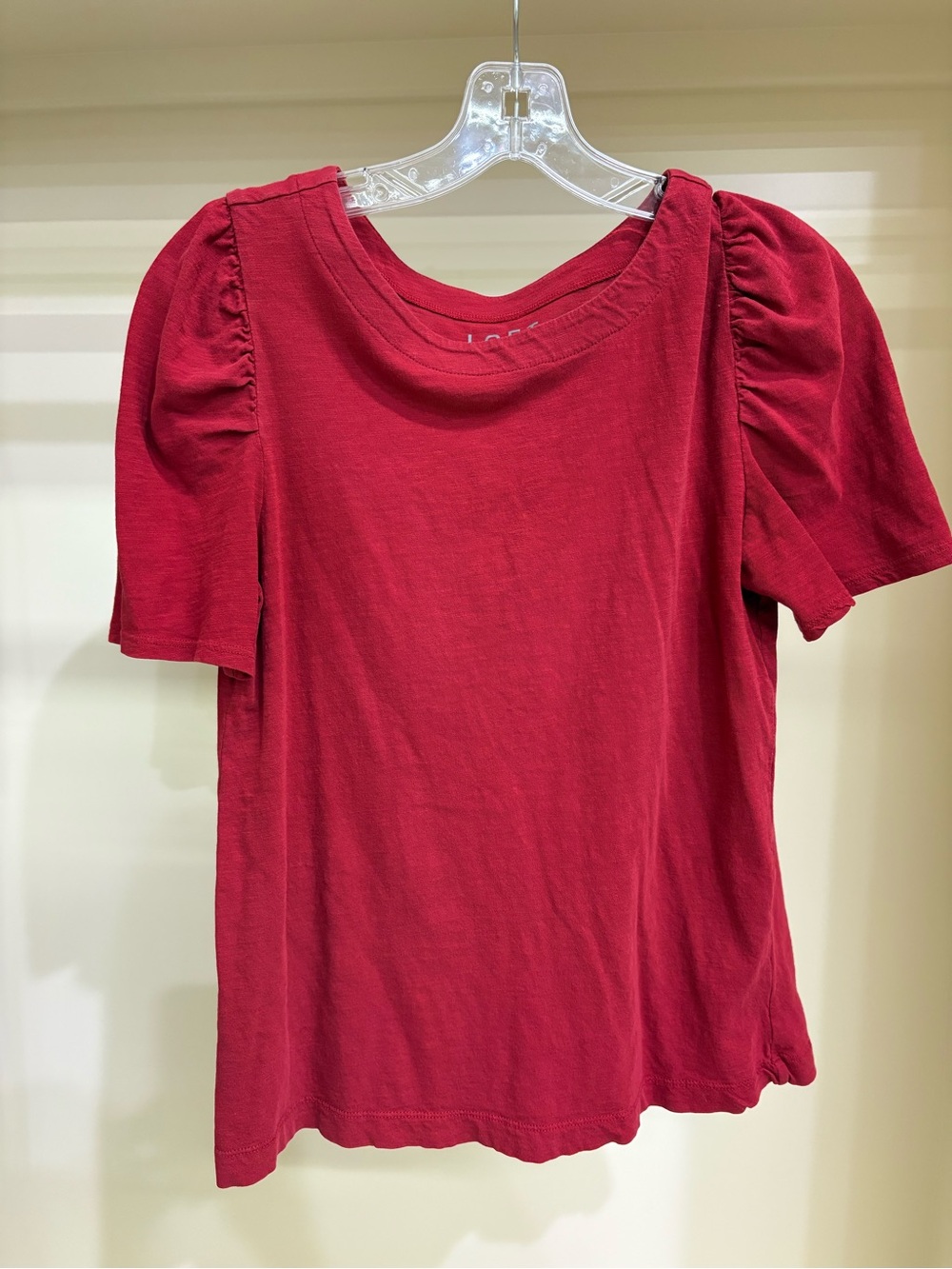 LOFT Red Puff Sleeve Tee